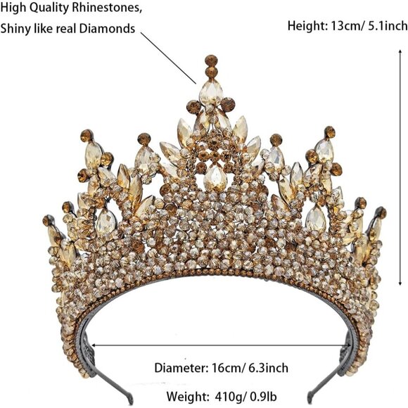 Large Crystal Tiaras for Women Tall Rainbow Queen Headpiece for Weddings Prom main image 6